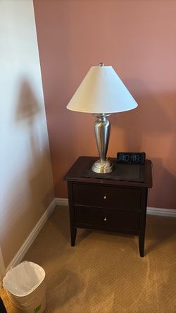 Dark Wood 2-Drawer Nightstand