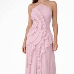 Pale pink dress with cascading ruffles. Size Medium. New