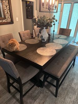 Counter Height Dining Table Set with Chairs and Bench