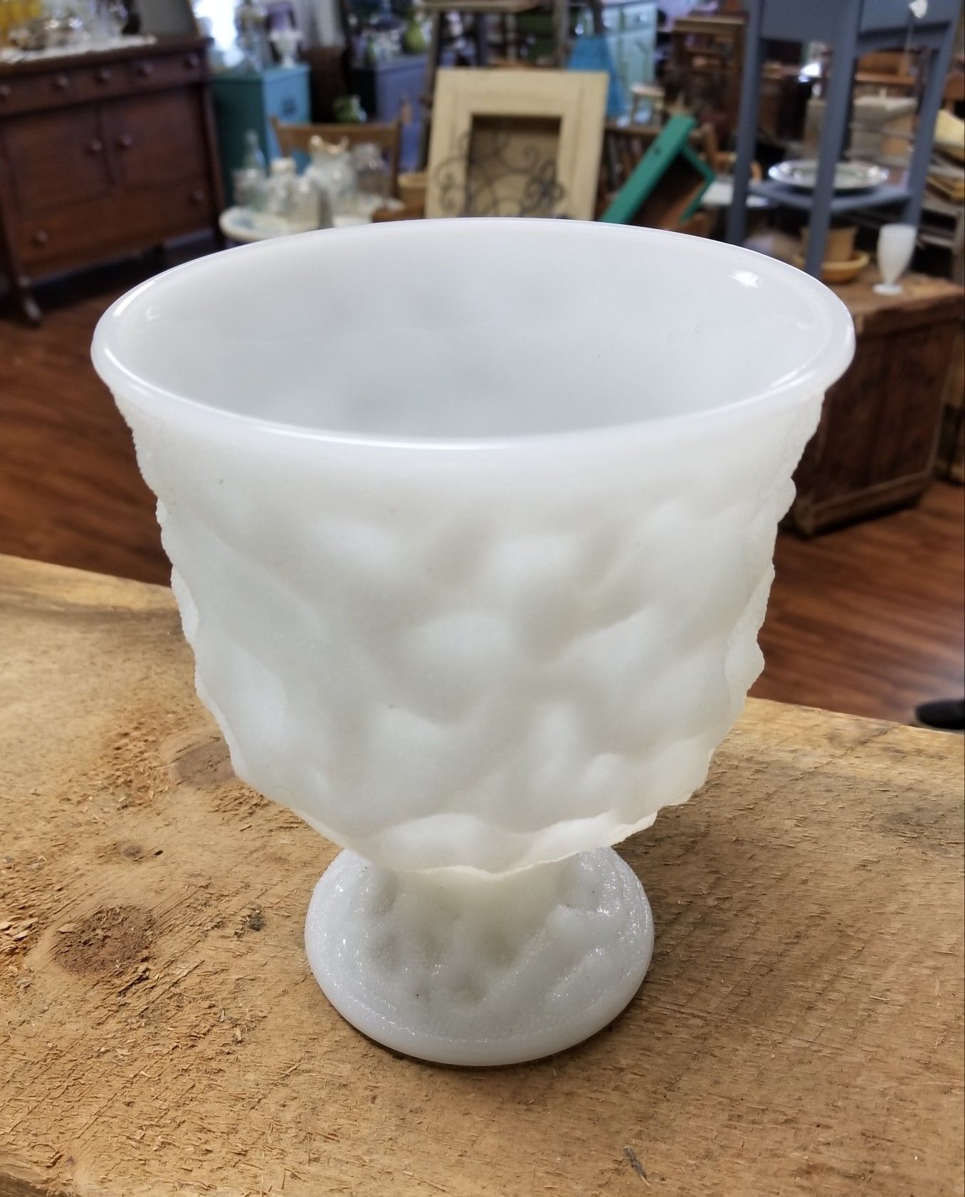 Vintage E. O. Brody M3000 Milk Glass Textured Vase