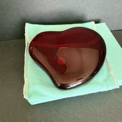 Tiffany and Co Red Crystal Heart Paperweight 