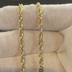 4mm Thick 10k real Gold Rope Bracelet  8 inch