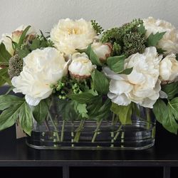 Floral Bouquet In Glass Vase $40