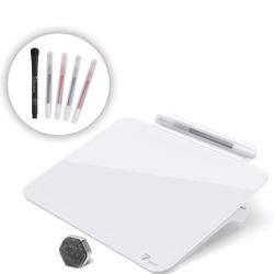 TOWON Small Glass Dry Erase Board, Desk White Board with Standing, Mini Whiteboard Easel Pad Set, Stenography Artifact for Office, Home and School Sup