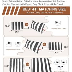 14 Pcs Outdoor Cushion Covers Striped