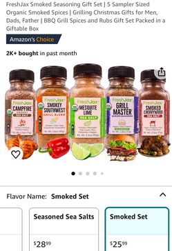 FreshJax Smoked Seasoning Gift Set | 5 Sampler Sized Organic Smoked Spices | Grilling Christmas Gifts for Men, Dads, Father | BBQ Grill Spices and Rub