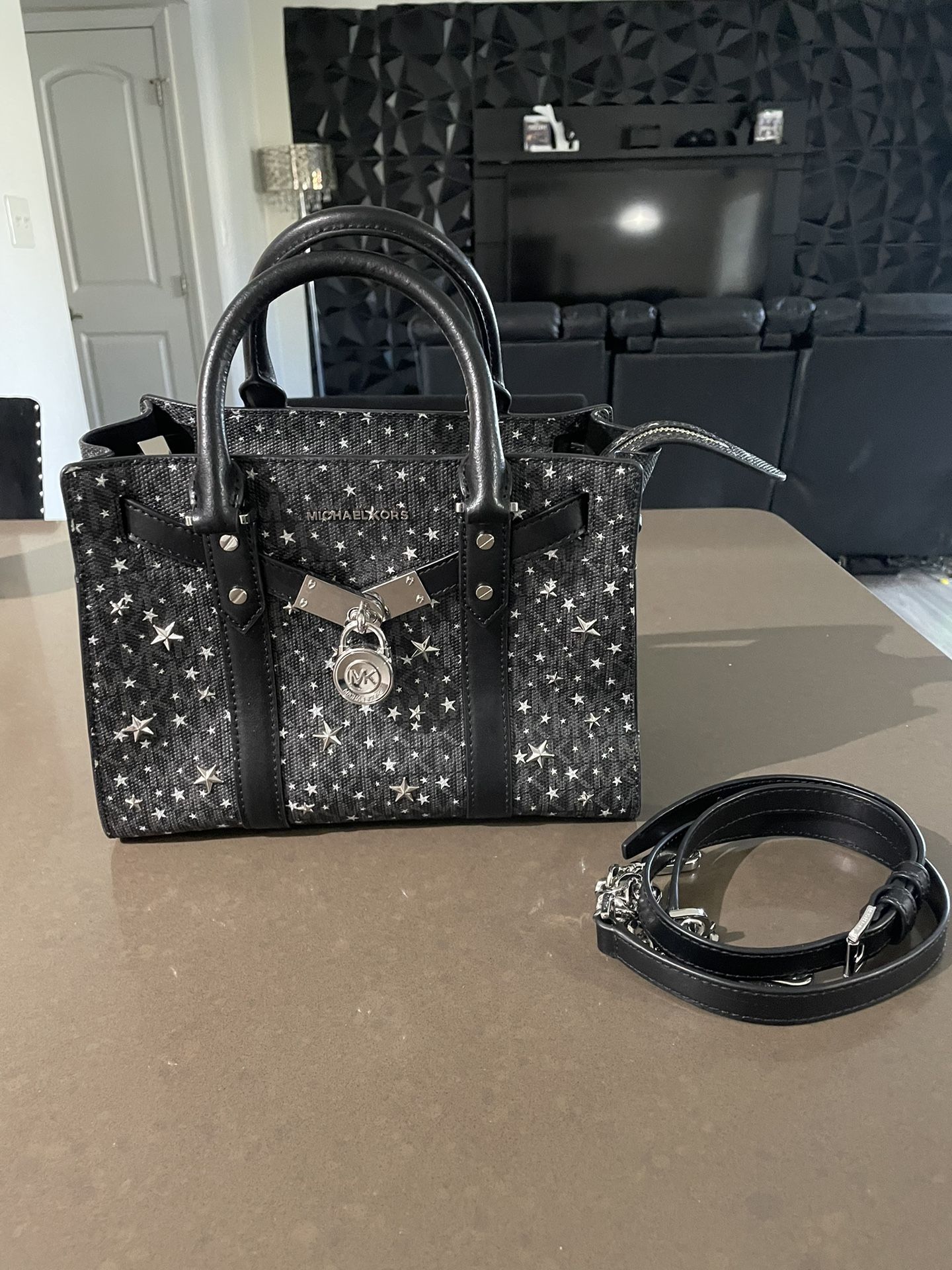 Michael Kors Nouveau Hamilton Small Star Embellished Logo Satchel