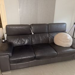 Gray Leather Sofa