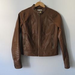Women Vegan Leather Jacket Brown Tan Sz S END We Are Brand 