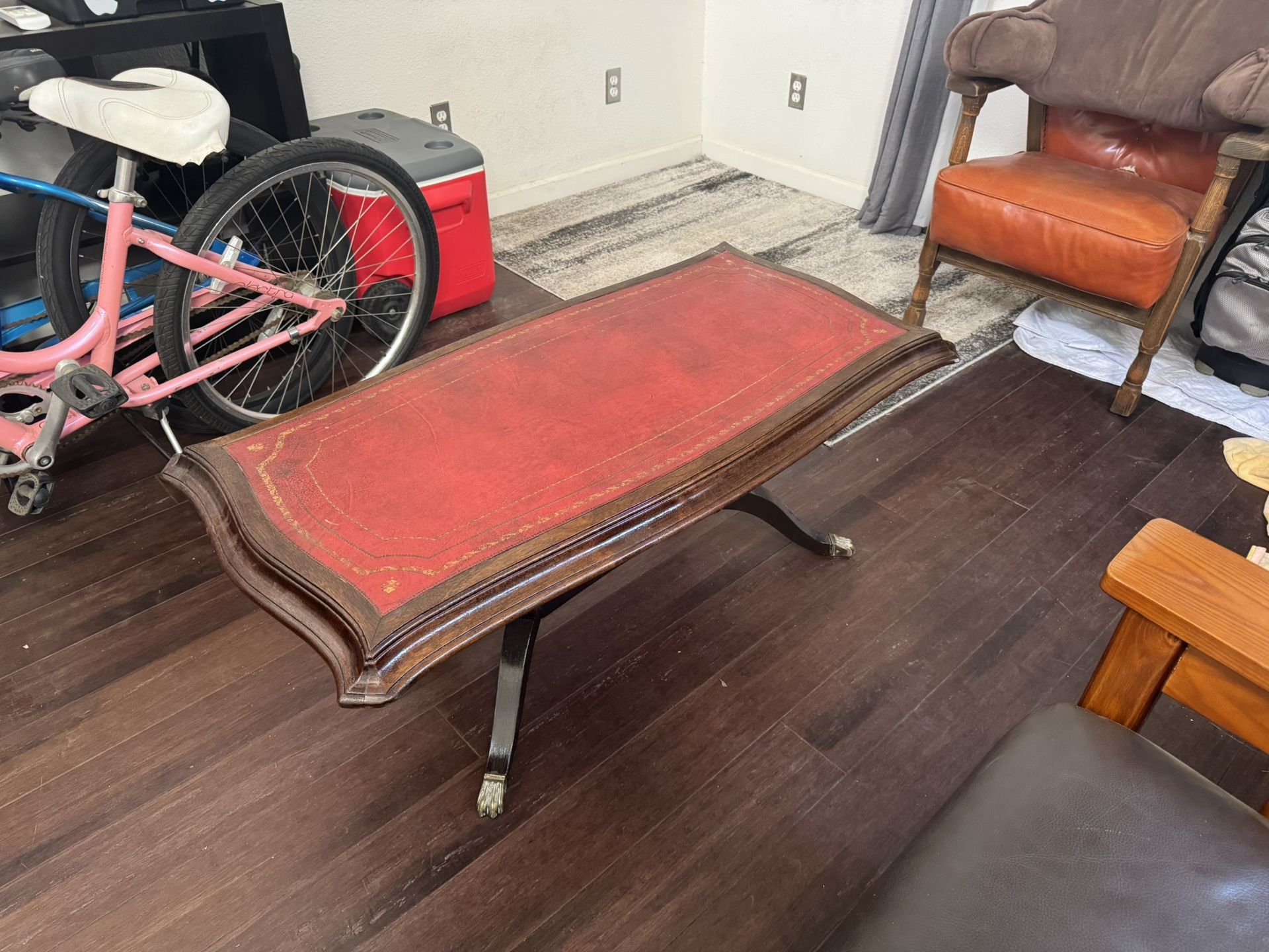 Leather Top Coffee Table