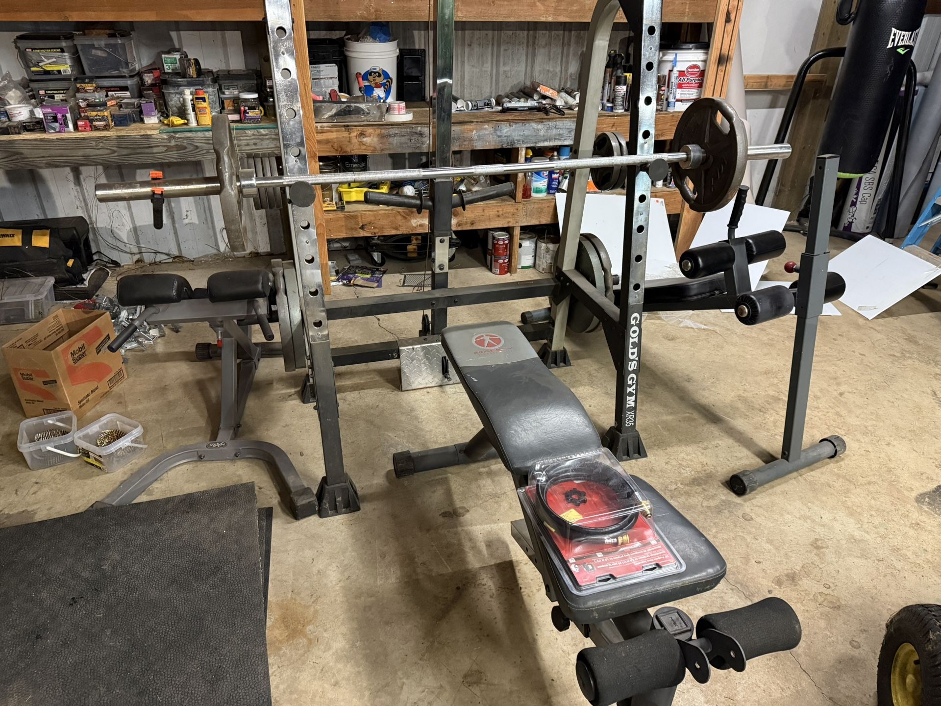 Golds Gym Bench Press With Bench And Weights 