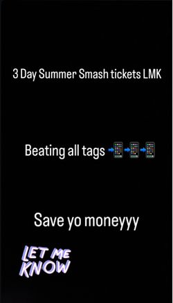 Summer smash tickets