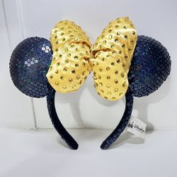 Disney Parks Minnie Mouse Golden Faceted Gems Ears Headband Disneyland Rare mult