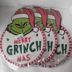 Merry Grinch Mas Christmas Wooden Welcome Hangin Door Sign 11" x 14.5"