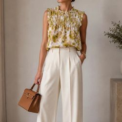 NWT - Size L - Women’s Joie Summer Porcelain Sleeveless Blouse