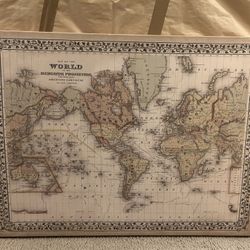 Map Of The World (1867 Print) 40x30”