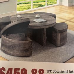 Awasome Coffe Table With 4 Storage Stools