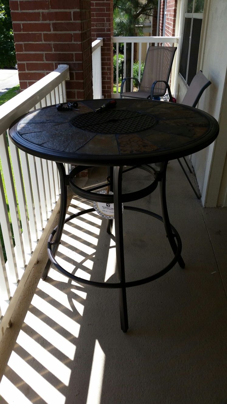 allen + roth Safford 40in W x 40in L Round Aluminum Bar Table for