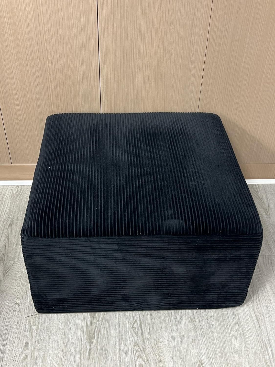 Modular Sectional Cloud Couch, Chenille Deep Seat Sofa for Living Room, Bedroom, Apartment (Black-Ottoman)