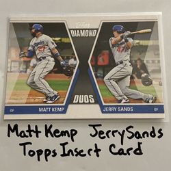 Matt Kemp Jerry Sands Los Angeles Dodgers Outfielders Topps Short Print Insert Card. 