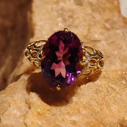 Moroccan Amethyst, Moissanite Ring