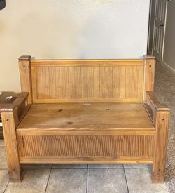 Antique Storage Bench Brown