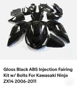 Kawasaki Ninja ZX14 Gloss Black ABS Fairing Kit