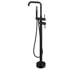 Aolemi Floor Mount Tub Faucet Freestanding Bathtub Filler Standing High Flow Shower Faucets Shower Mixer Taps Swivel Right Angle Spout with Cylinder H