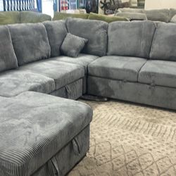 New X-Large Sleeper Sectional Couch With Storage And USB / Free Delivery 