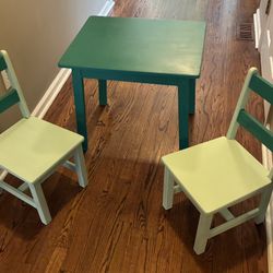 Kids wooden Table and Two Chairs