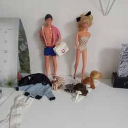 Vintage Barbie And Ken With Wigs