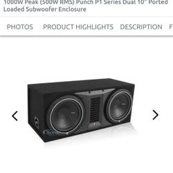 Rockford Fosgate Punch P1 Dual Subwoofer Loaded Enclosure P1-2X10 With Prime R500X1D RMS Amplifier Car Mono Amp 