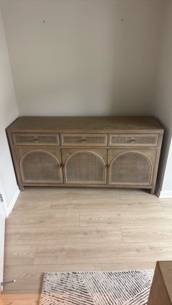 Wood and Cane Sideboard Buffet Cabinet