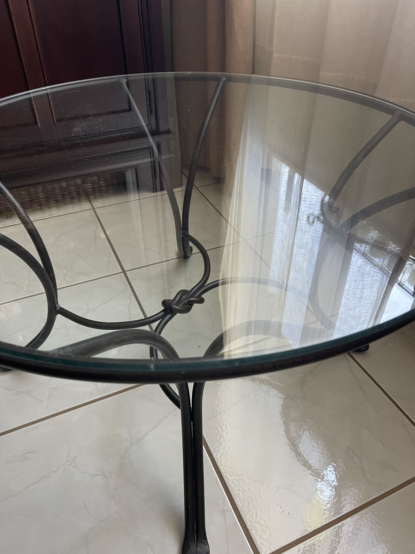 Pier 1 Imports, Glass top /wrought Iron Coffee Table