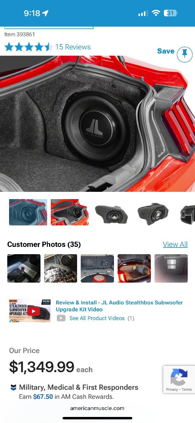 12"  JL Audio Stealthbox Subwoofer