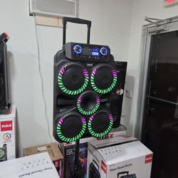RCA Party Bluetooth Speaker Rechargeable with 4 8" woofers.