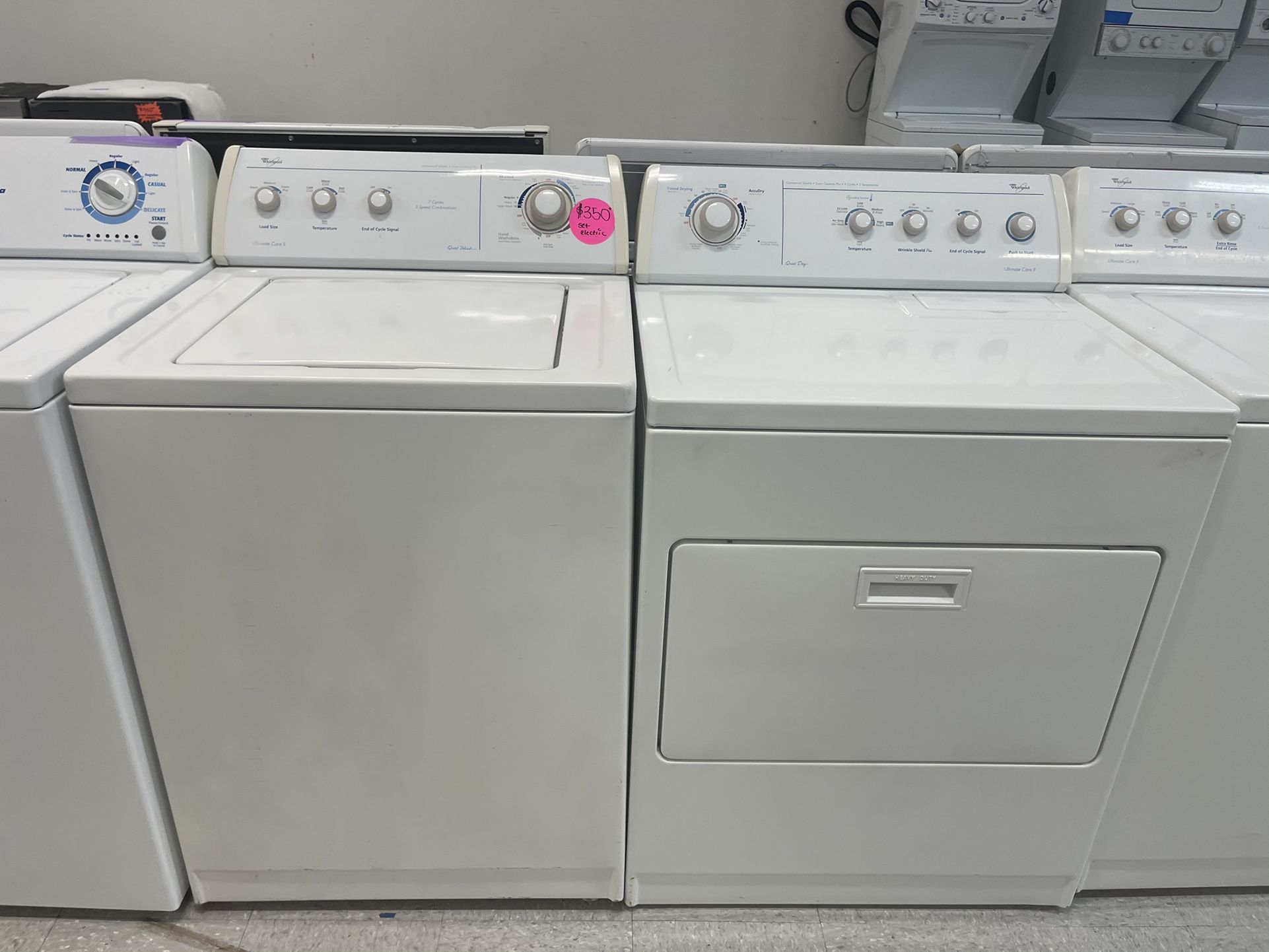 Whirlpool White Top Load Washer And Electric Dryer Set In Excellent Conditions With 4 Months Warranty