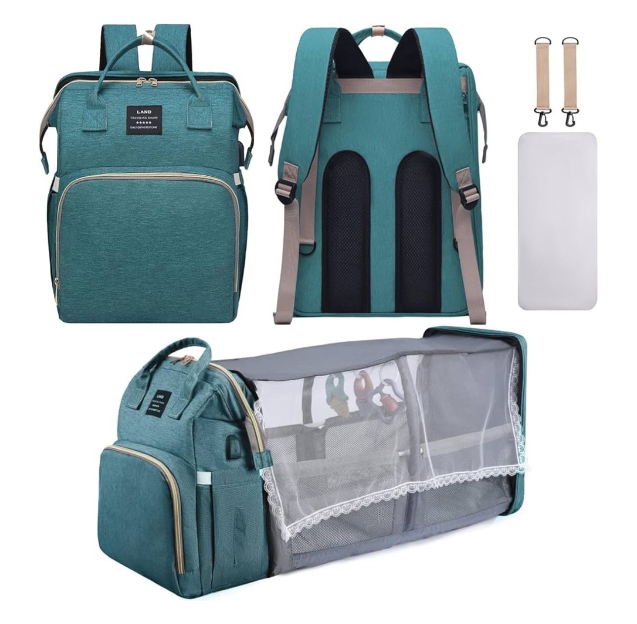 Diaper Bag Backpack, Multifunctional Baby Diaper Bag, Diaper Changing Station for Boys Girls, Large Capacity Travel Baby Bag for Mom Dad