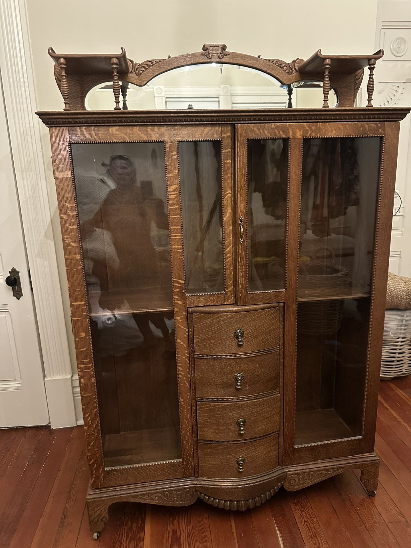 Wood Cabinet With Glass Doors