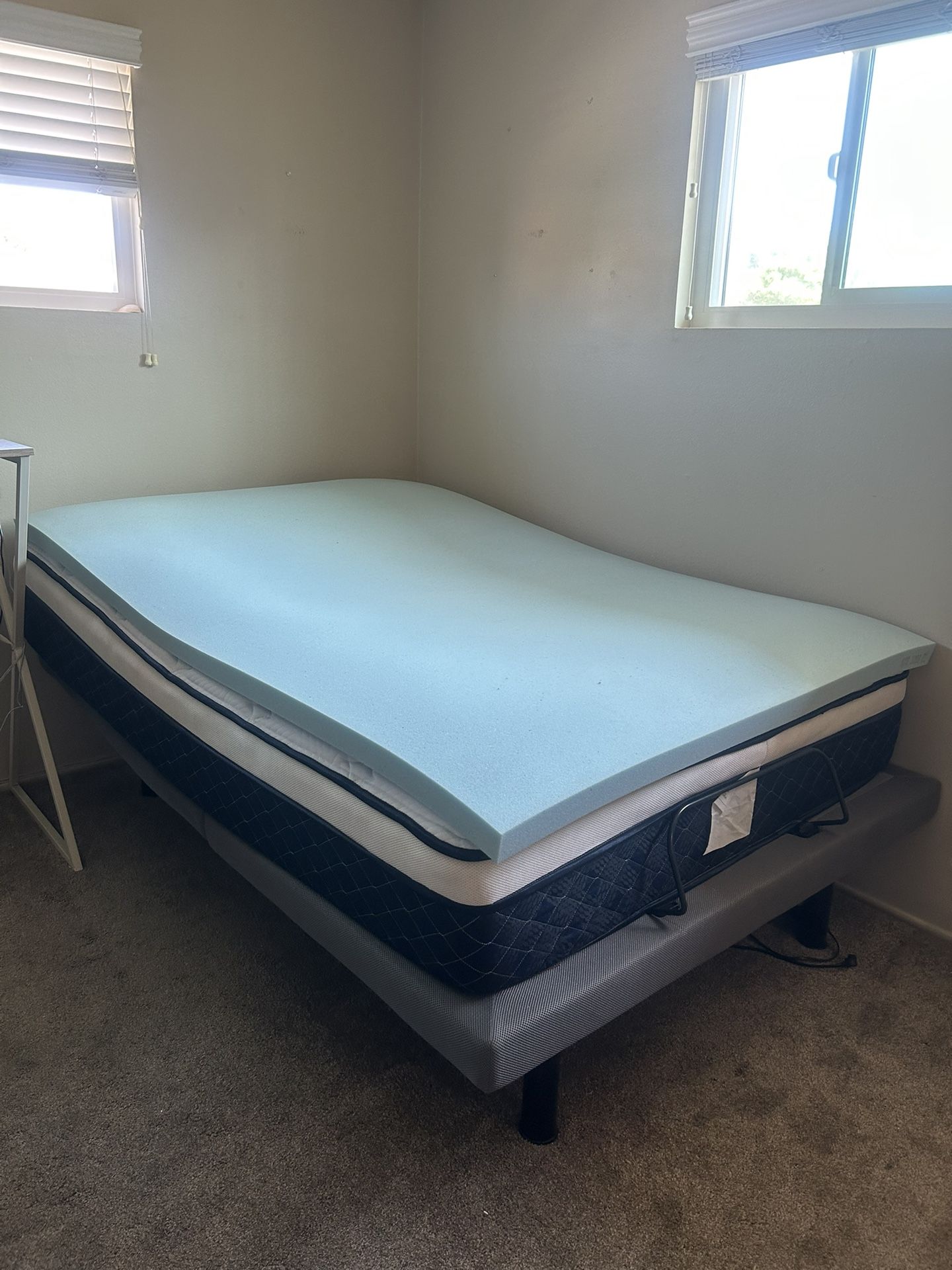 Adjustable Bed Frame/Base, Mattress, & Memory Foam Topper