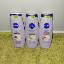 3 Nivea Bodywash 20oz (2 Cocoa And Shea Butter/1 Aloe & Lily)
