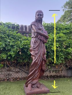 Concrete Woman Statue with Grapes 5 Feet 4 Inches