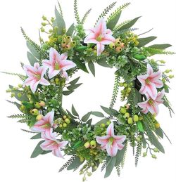 *NEW*24 inch Spring summer wreath with Lily flowers