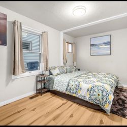 King Size Bed with Box Springs and Metal Base