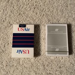 Vintage AIRLINE PLAYING CARDS: U S AIR and UNITED AIRLINES (Unopened)