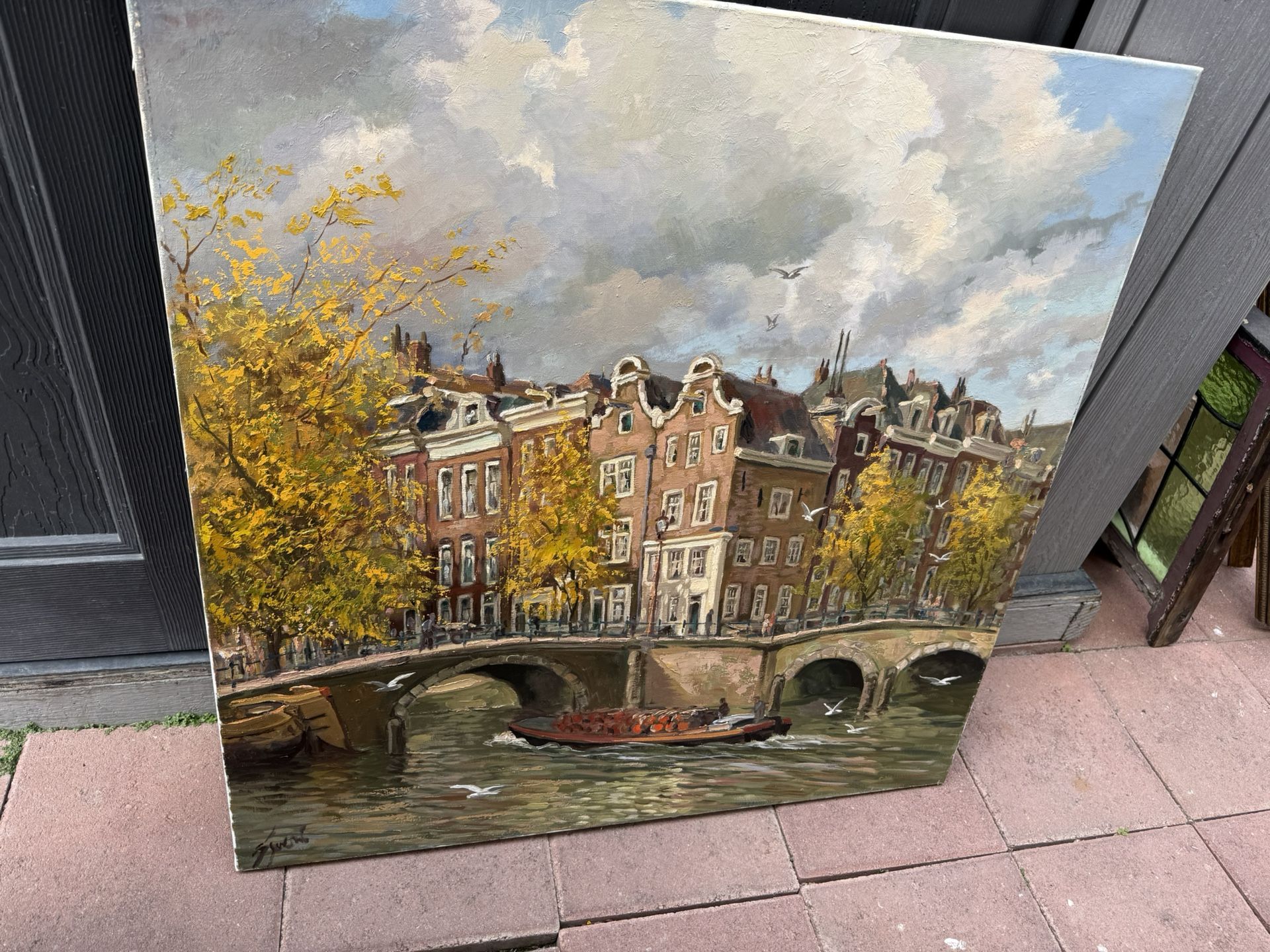 Vintage large Oil On Canvas Signed Pieter Breughel