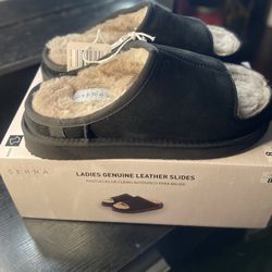 Ladies Genuine Leather Slides 