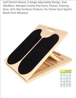 Calf Stretch Board, 5-Angle Adjustable Design, Size 30x40cm, Wooden Incline Plat form, Fitness Training Gear, Anti-Slip Surfaces Feature, For Home Gym