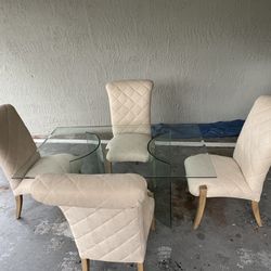 Glass Dining Table With Four Chairs