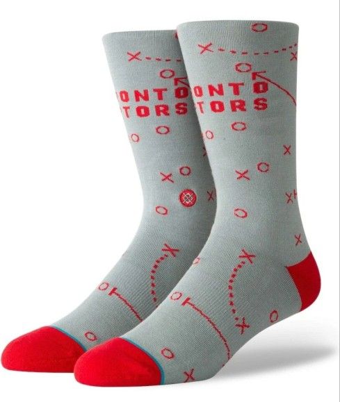 Stance Toronto Raptors Playbook Mens Large Gray Casual Socks 9 To 13 Shoes New